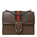 Textured Calfskin Web Medium Dionysus Shoulder Bag New Acero