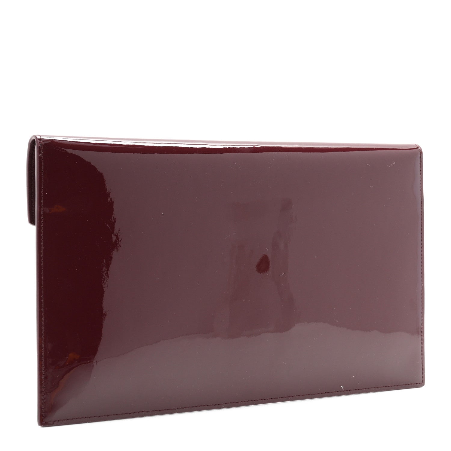 Patent Calfskin Monogram Uptown Clutch Dark Red Wine