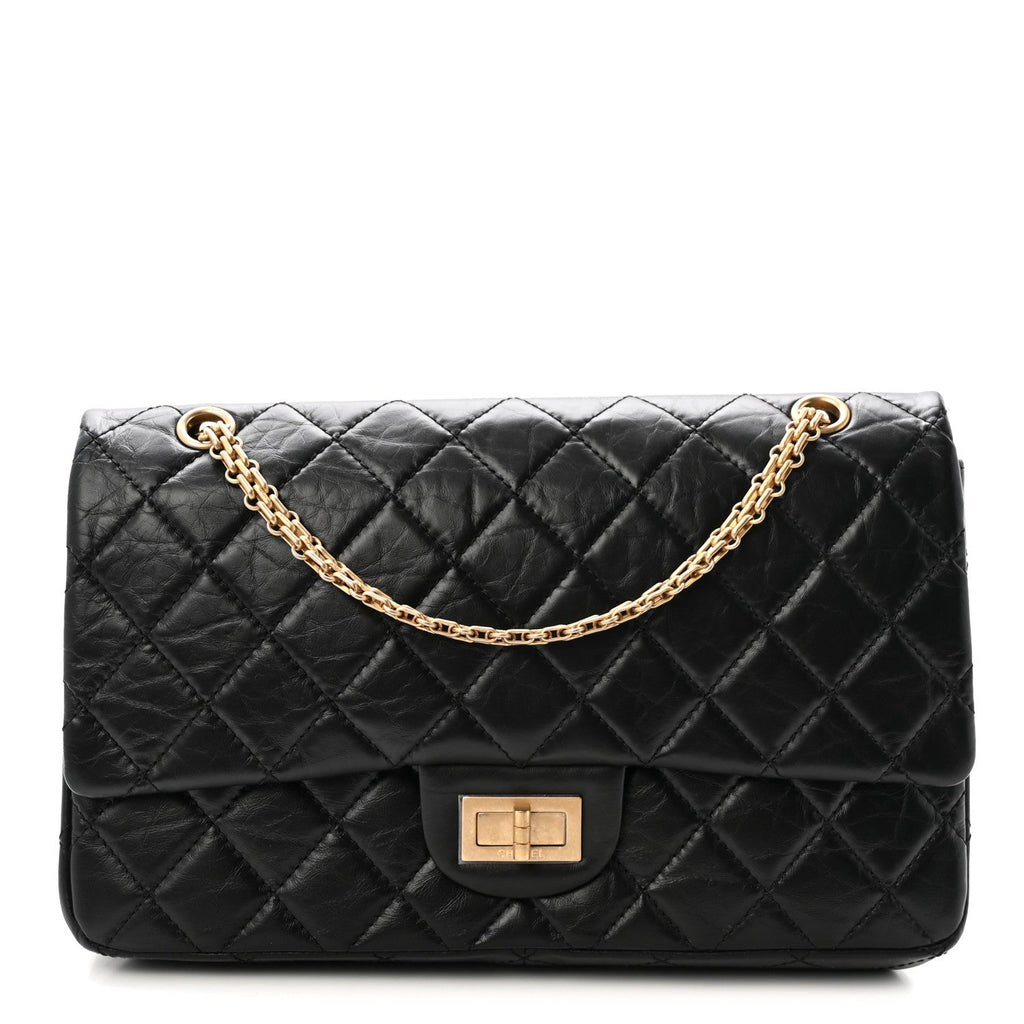 Aged Calfskin Quilted 2.55 Reissue 227 Flap Black