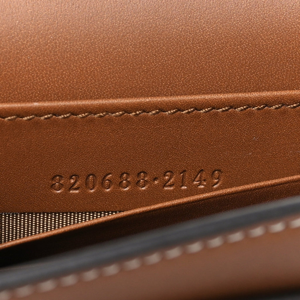 GG Emblem Monogram Wallet With Strap Beige Brown
