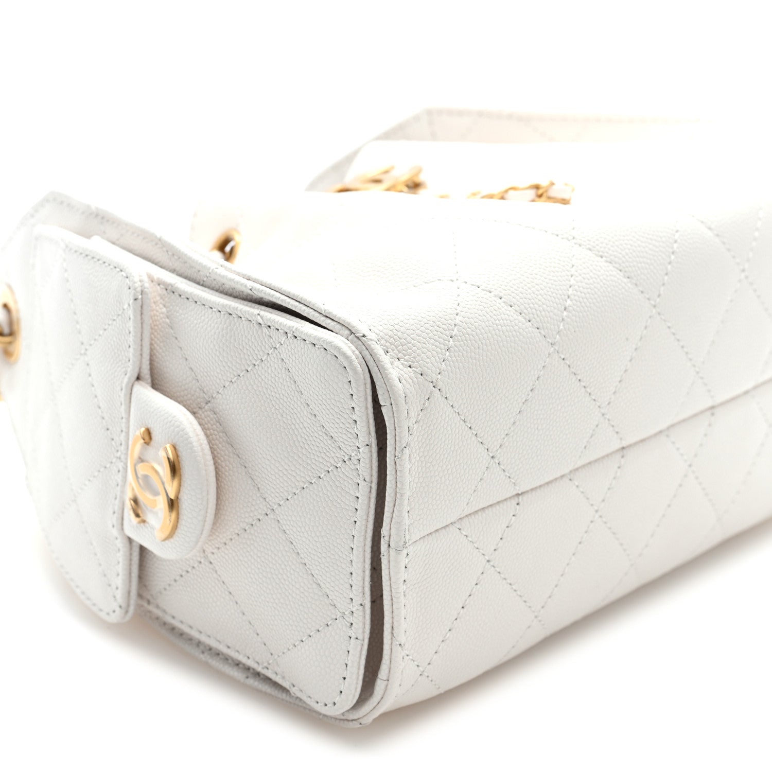 Caviar Quilted Mini Chanel 25 Handbag White
