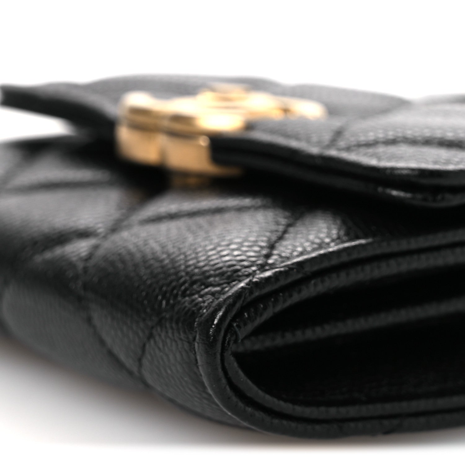 Caviar Quilted Bracelet On Chain Clutch Black