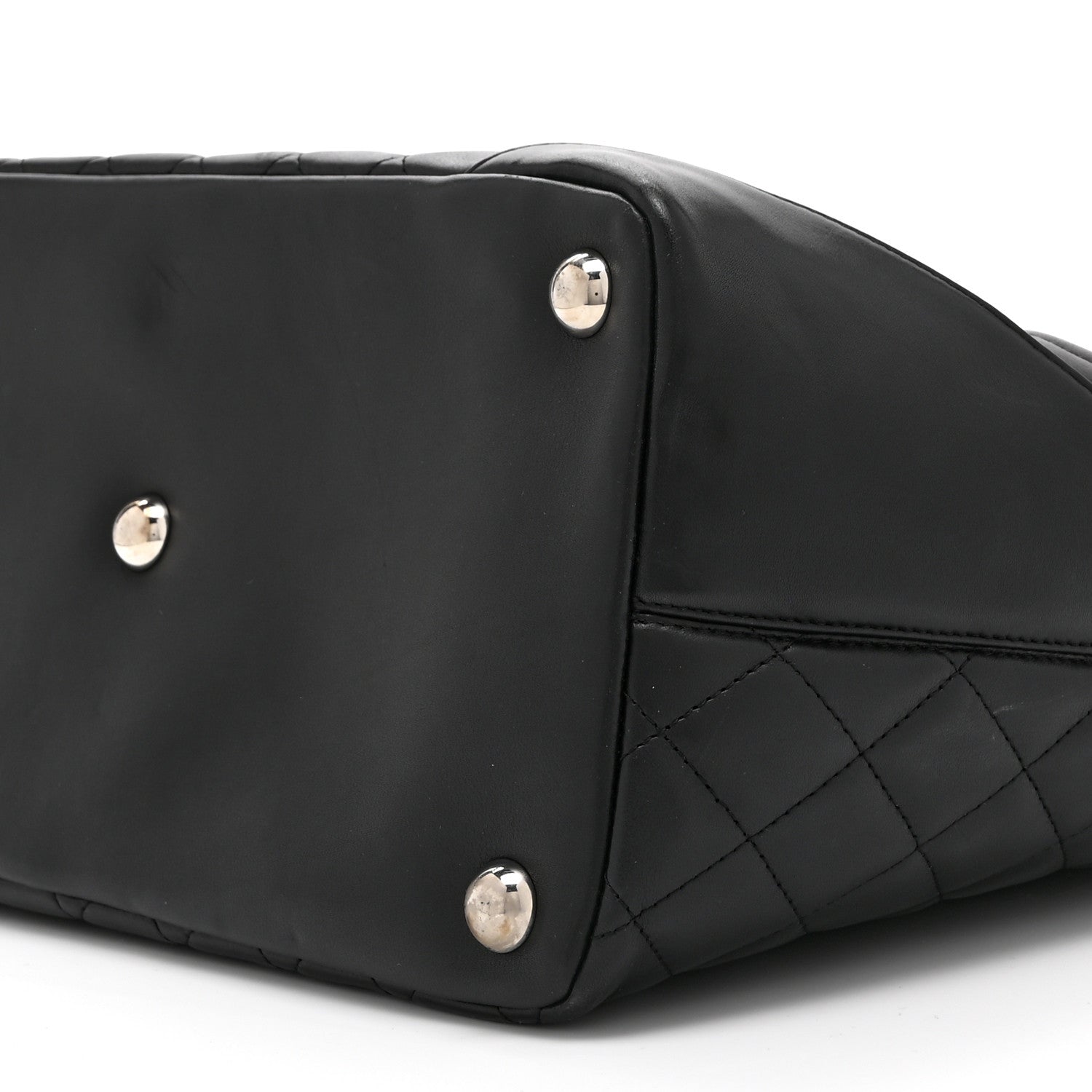 Calfskin Quilted Large Cambon Tote Black