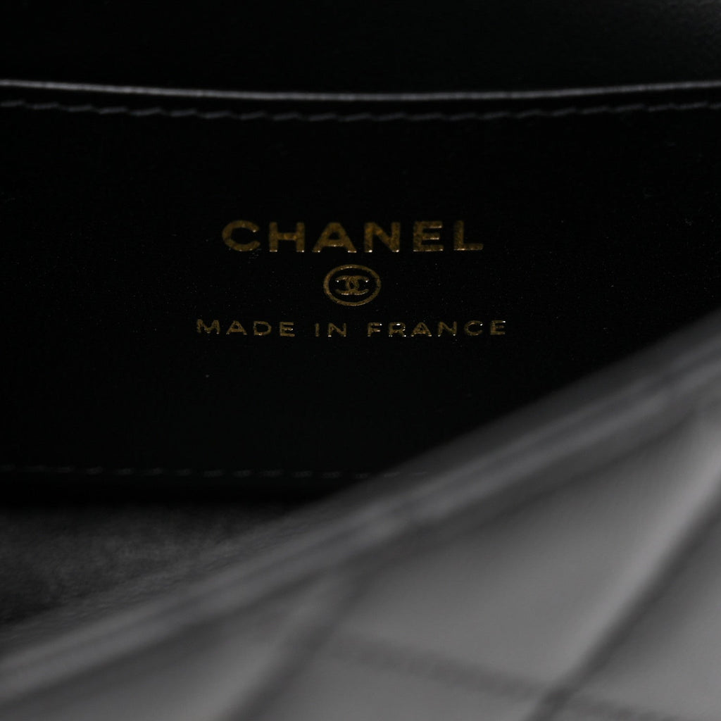 Lambskin Quilted Tab Mini Flap Black