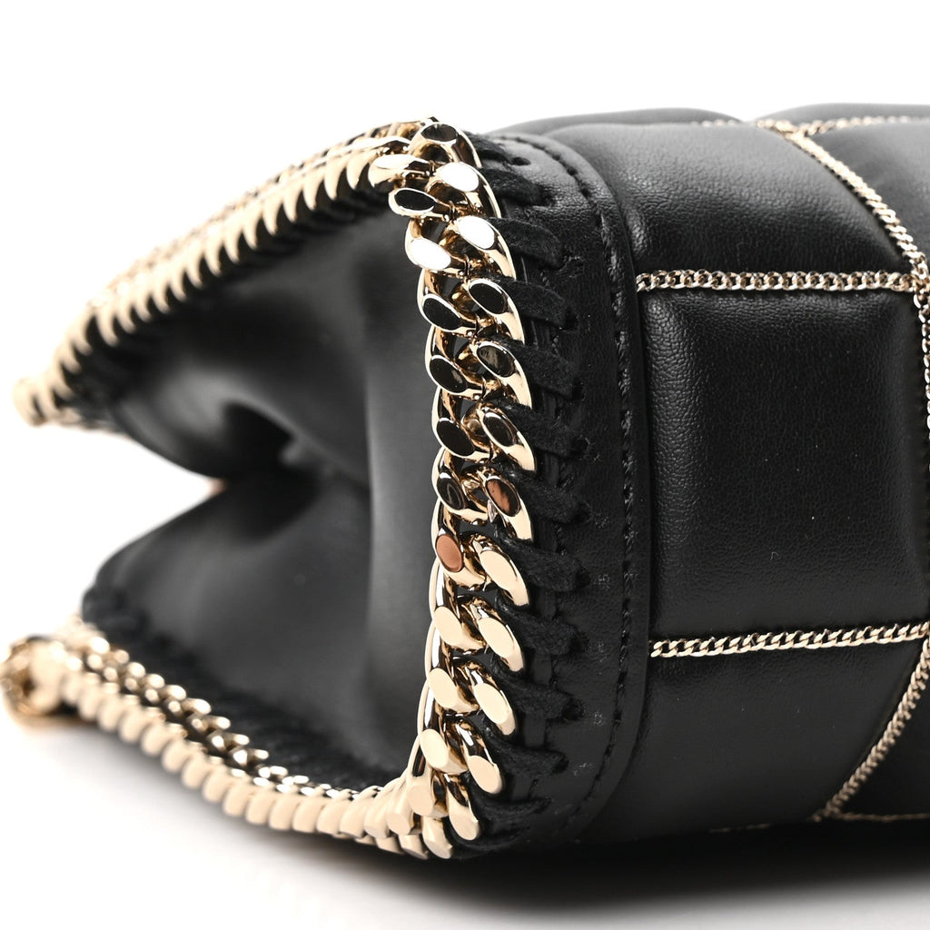 Vegan Leather Quilted Tiny Falabella Tote Black