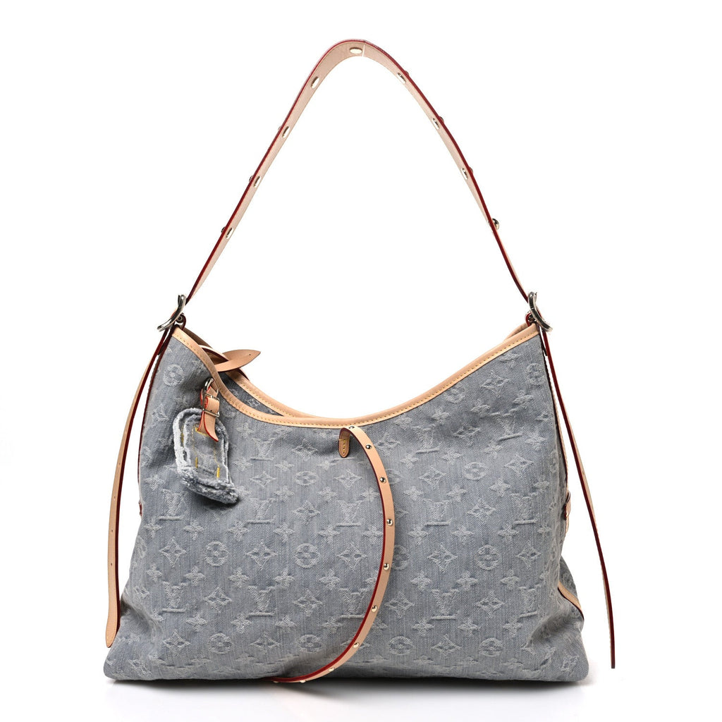Monogram Denim CarryAll MM Washed Grey