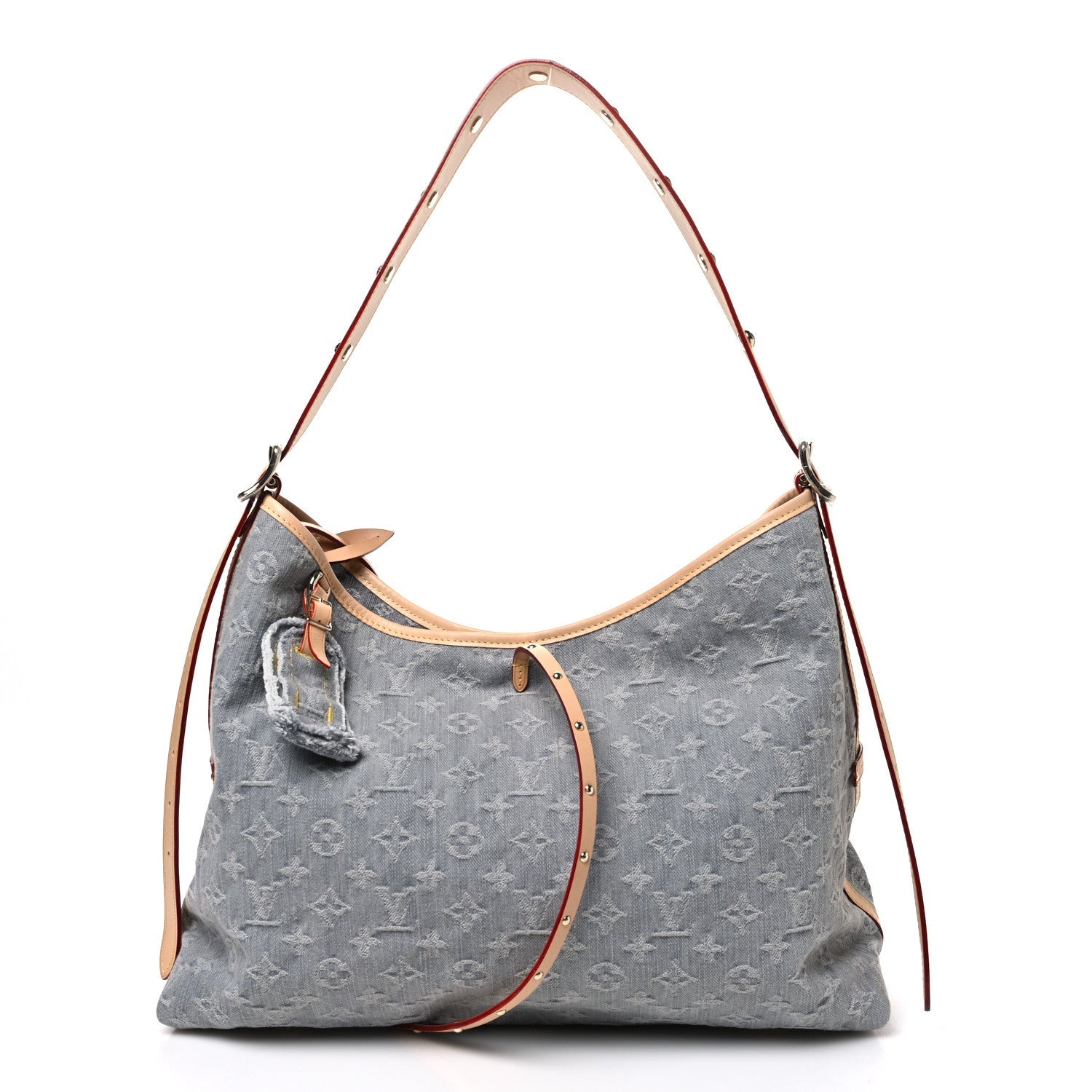 Monogram Denim CarryAll MM Washed Grey
