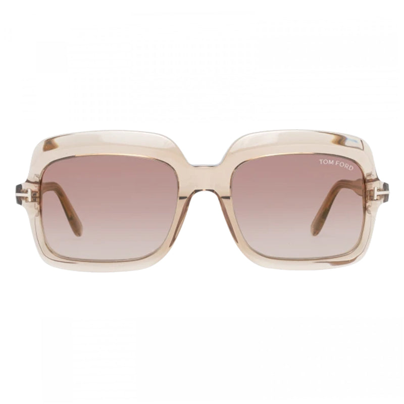 Tom Ford Sunglasses Square Full Rim, Shiny Light Brown Frame and Brown Gradient Lens FT068845G