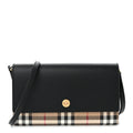 Calfskin Vintage Check Hannah Wallet with Detachable Strap Black