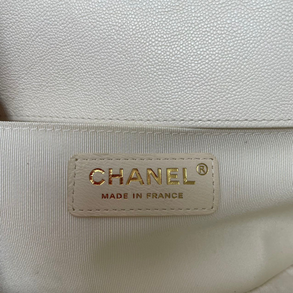 Chanel Medium Le Boy Bag Caviar White 2019