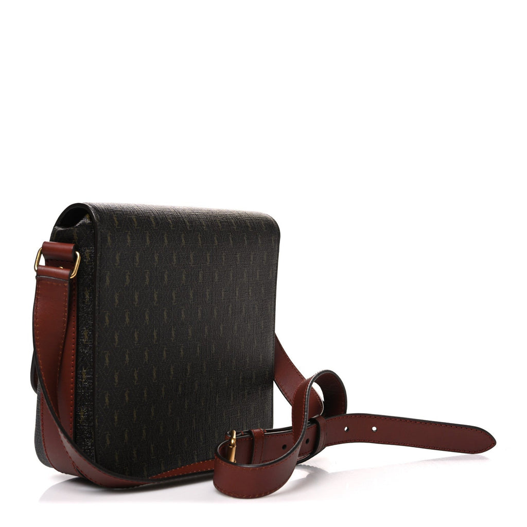 Canvas Smooth Calfskin Le Monogramme Medium Buckle Satchel Chestnut