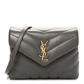 Calfskin Y Quilted Monogram Toy Loulou Crossbody Bag Grey Kaki