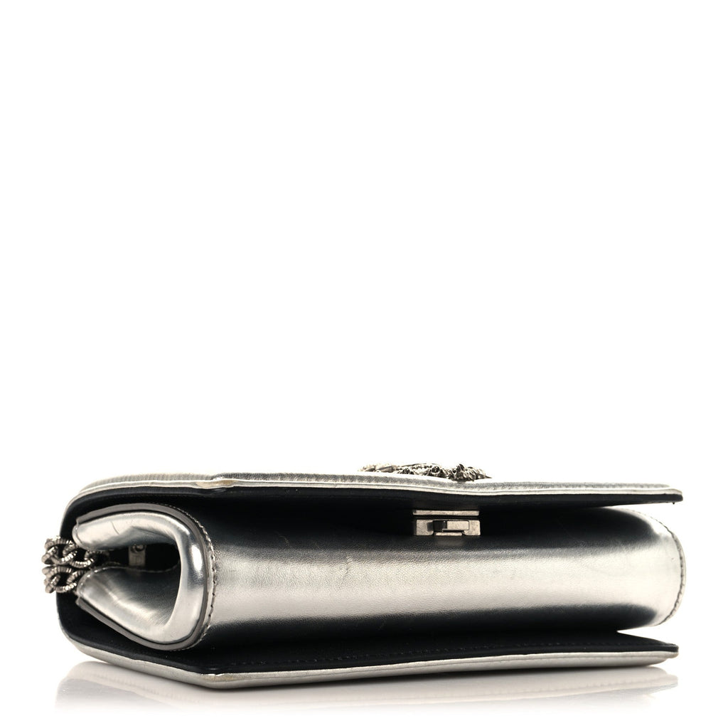 Metallic Calfskin Small Devotion Crossbody Bag Silver