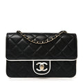 Lambskin Quilted Resin CC Mini Flap Bag Black White