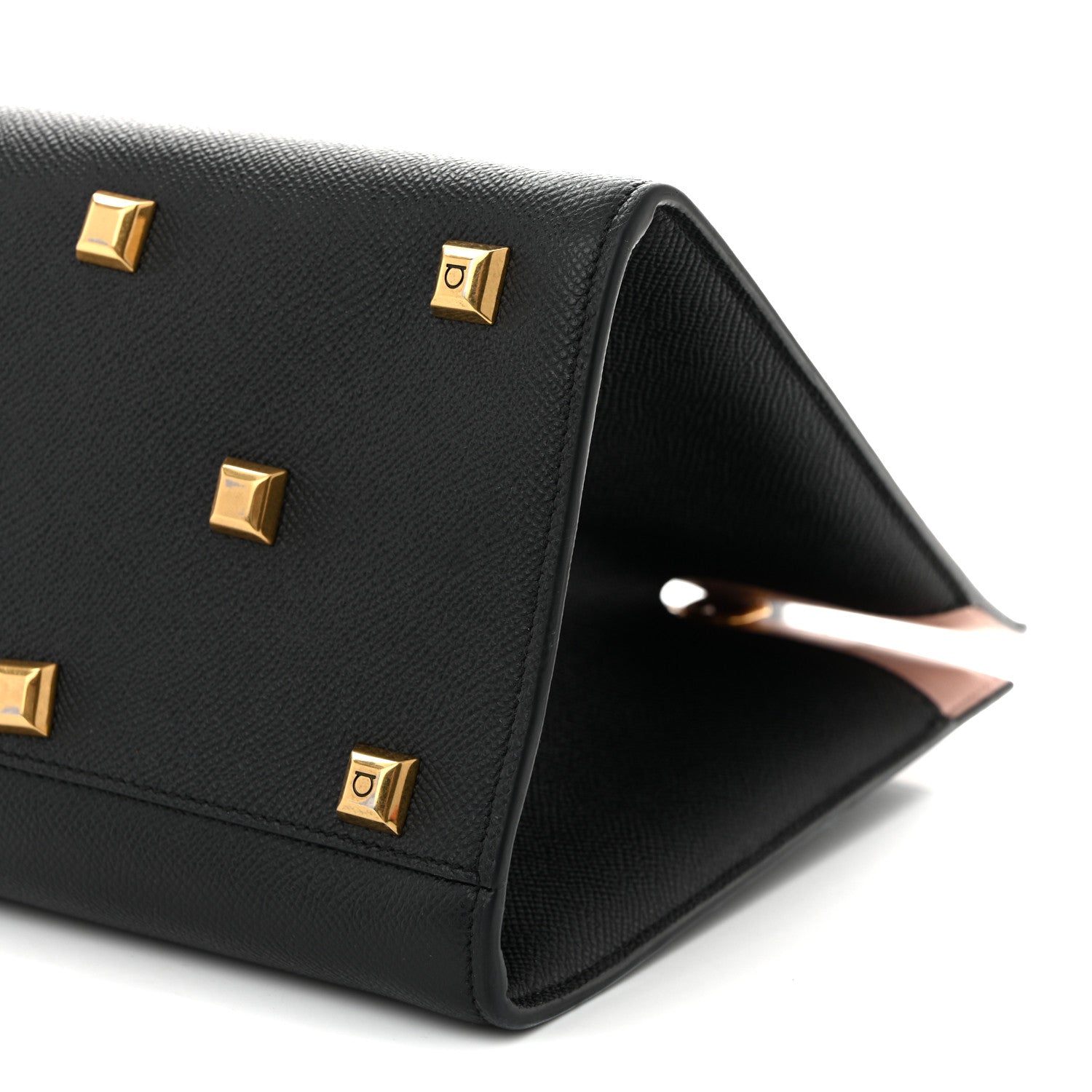 Hammered Calfskin Medium The Studio Box Bag Black