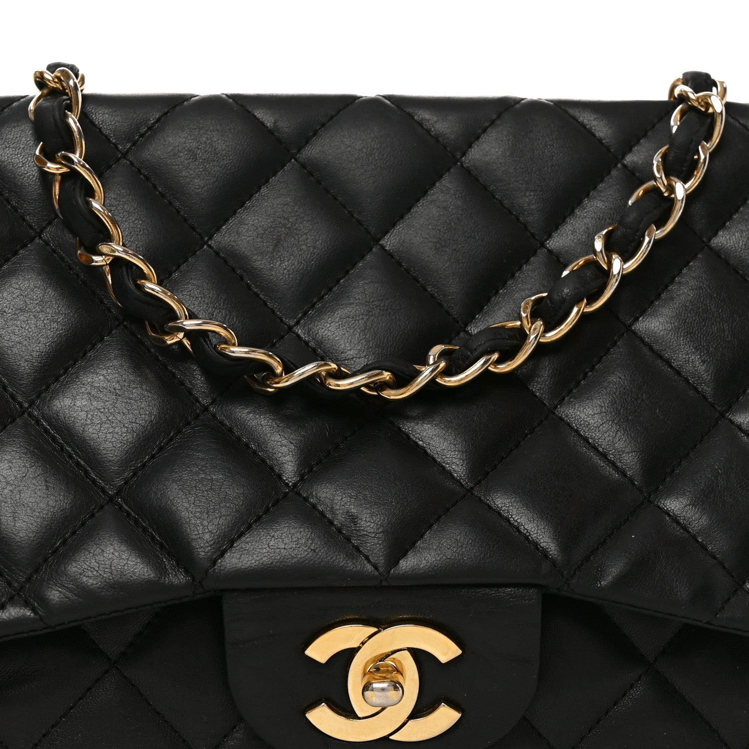 Lambskin Quilted Jumbo Single Flap Black