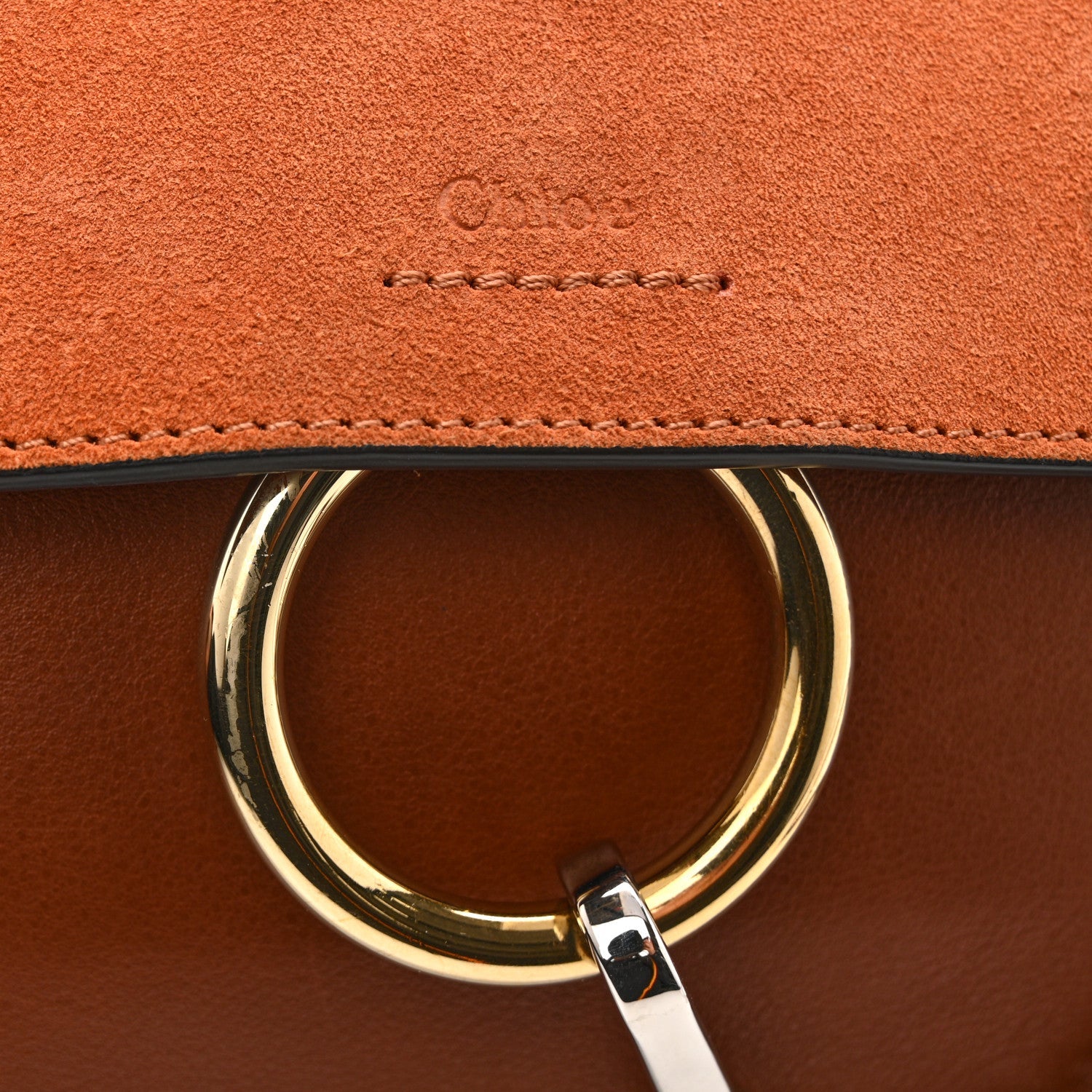 Calfskin Suede Mini Chain Faye Shoulder Bag Tobacco