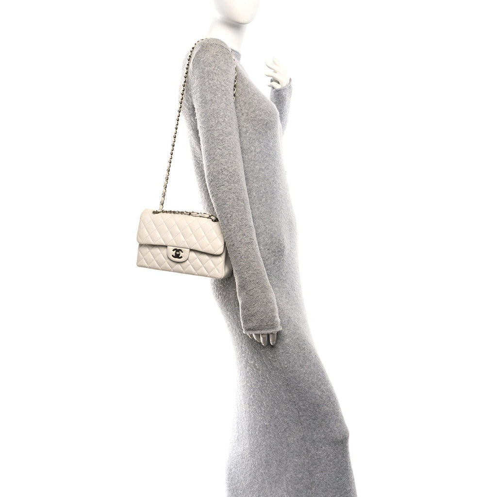 Caviar Quilted Small Double Flap White