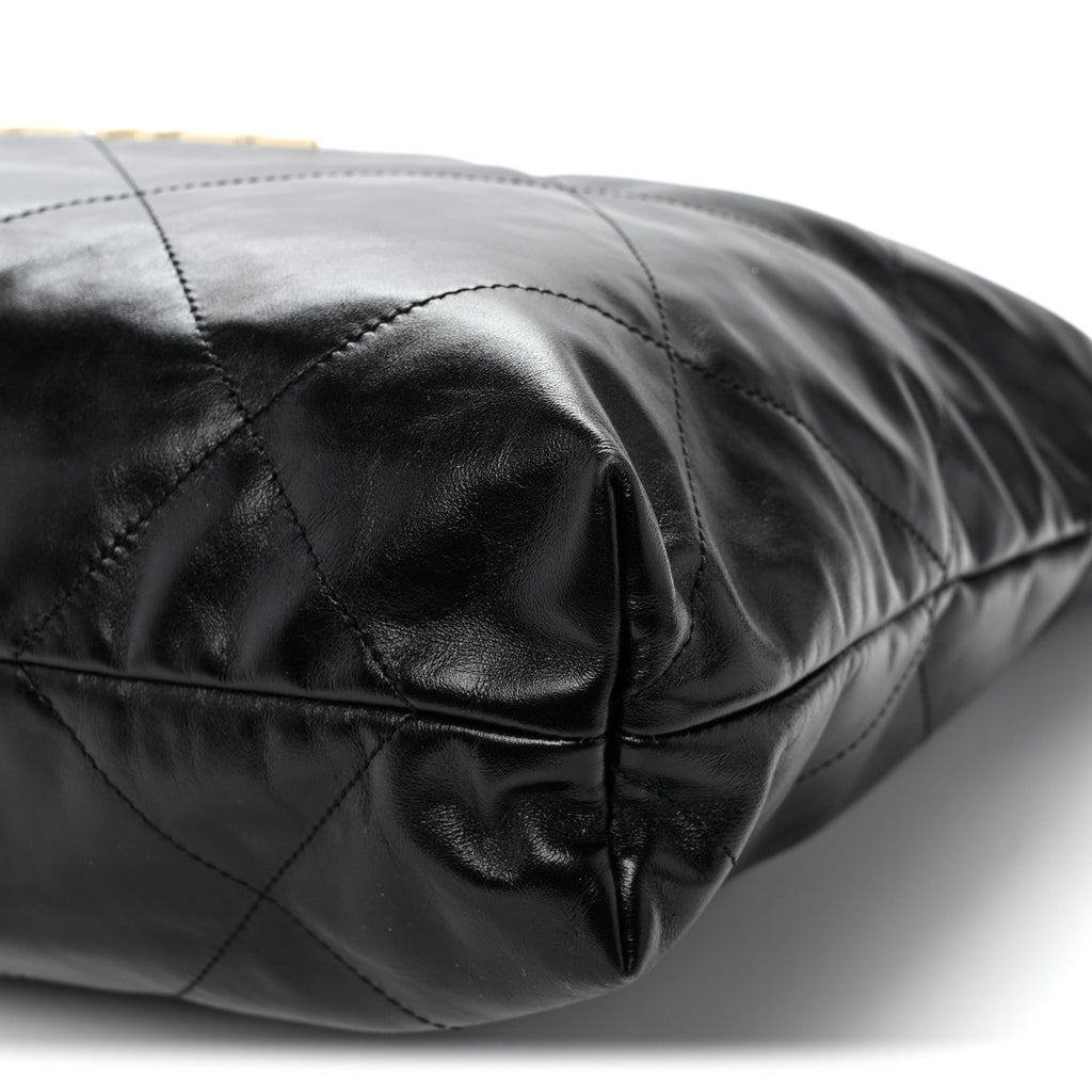 Shiny Calfskin Quilted Large Chanel 22 Black