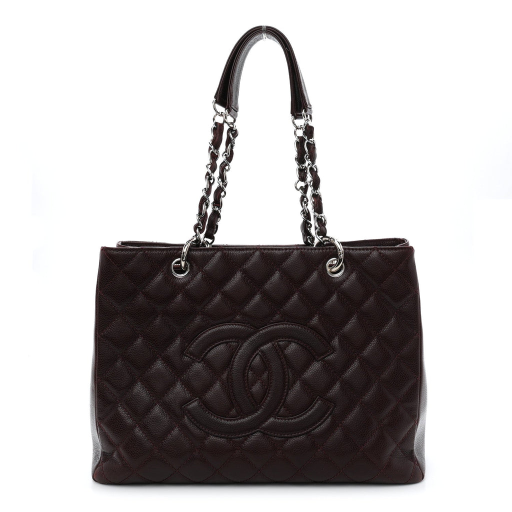 Caviar Quilted Grand Shopping Tote GST Dark Bordeaux