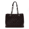 Caviar Quilted Grand Shopping Tote GST Dark Bordeaux