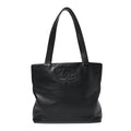 Calfskin Embossed CC Shoulder Bag Black