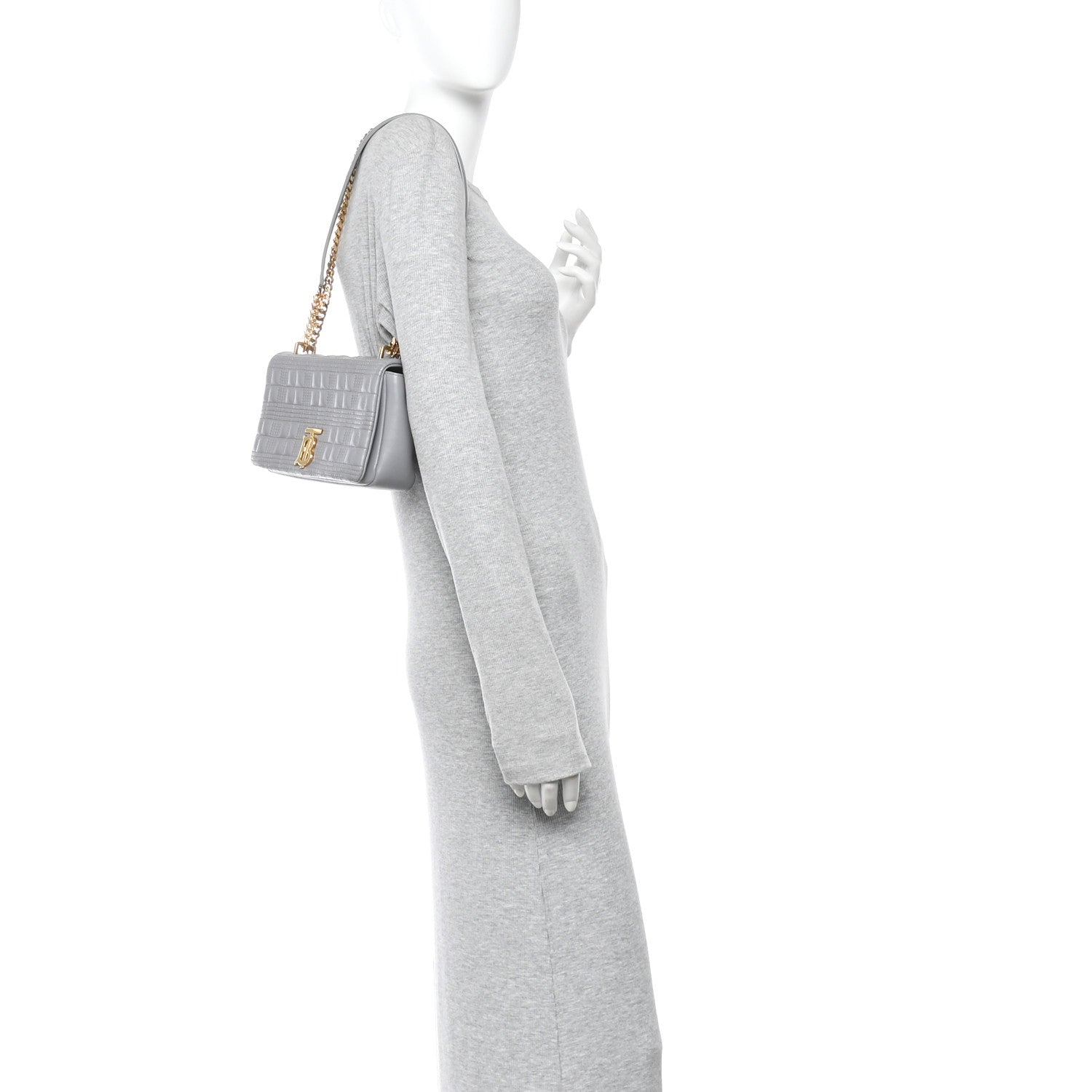 Lambskin Quilted Small Lola Bag Grey