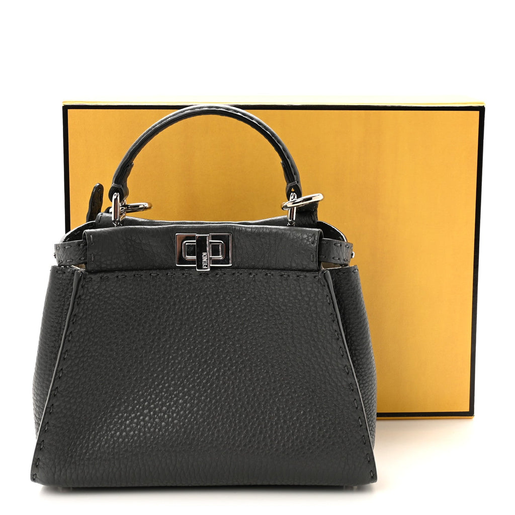 Cuoio Romano Selleria Bi-Color Mini Peekaboo Iconic Satchel Asfalto Latte