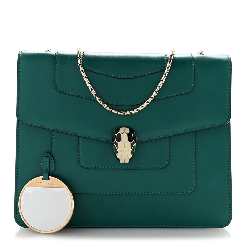 Calfskin Serpenti Forever Snake Strap Crossbody Bag Emerald Green