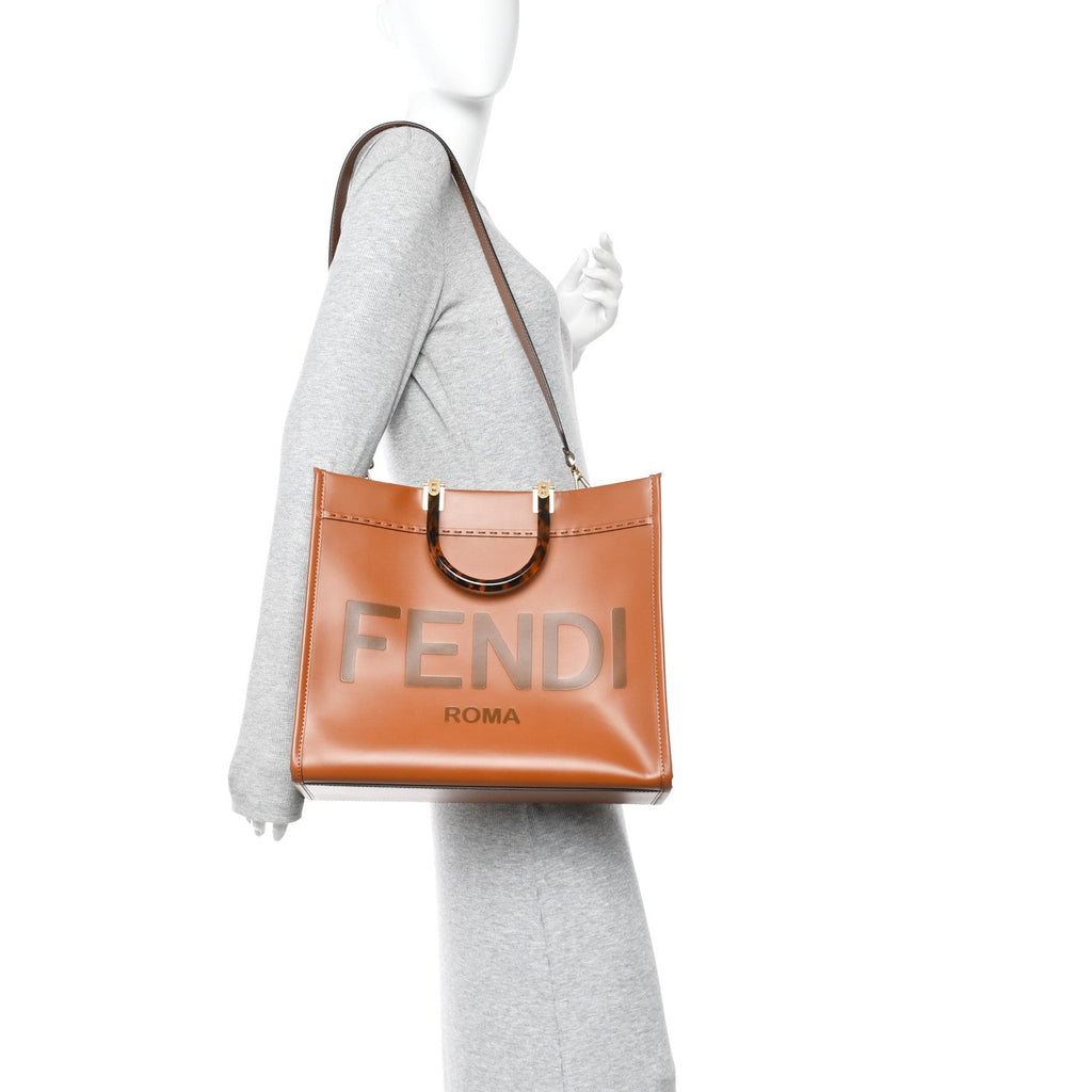 Vitello King Plexiglass Medium Fendi Sunshine Shopper Tote Cuoio