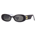 Gucci Oval Full Rim, with a Black frame and Grey lens.