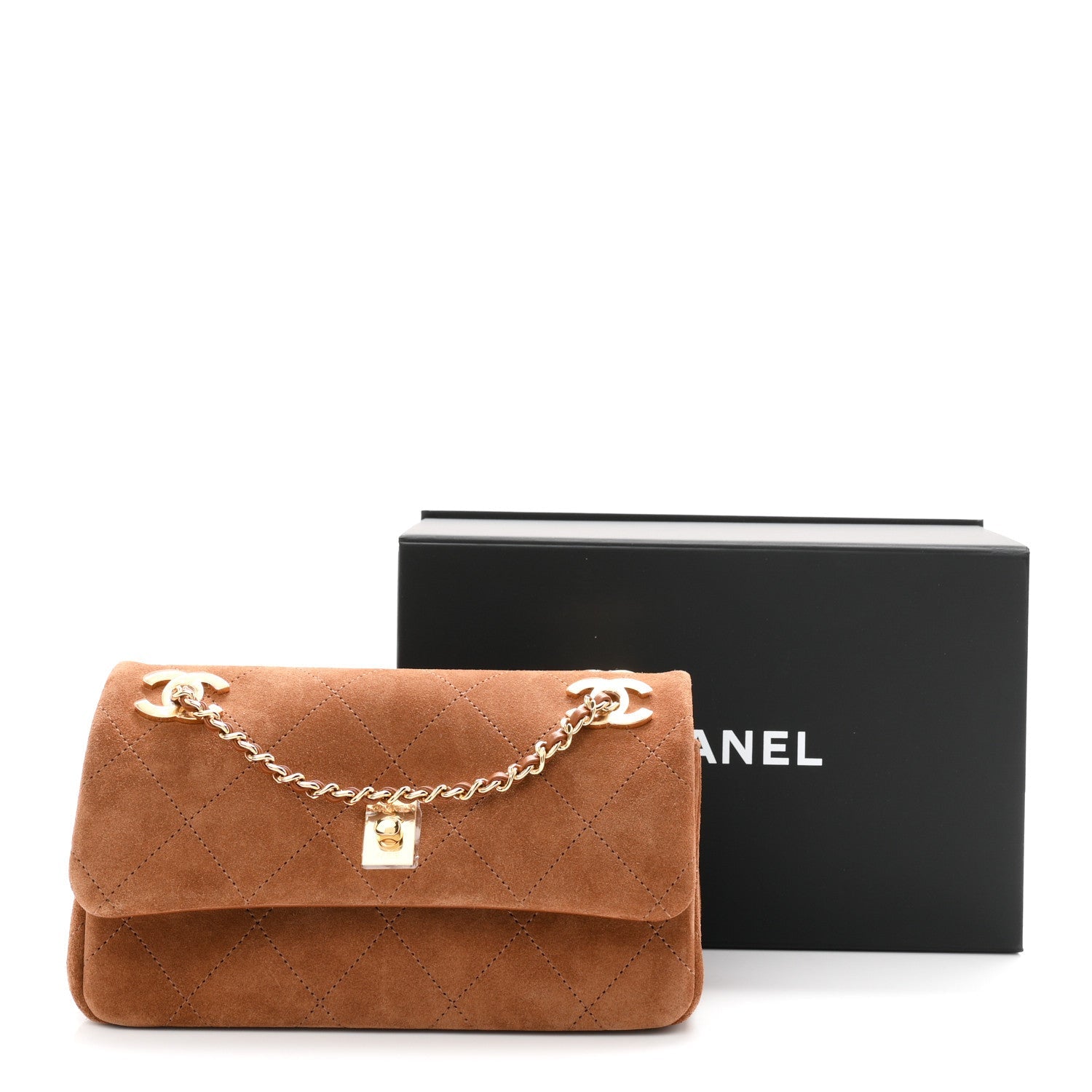 Suede Calfskin Small Eyes On You Flap Camel