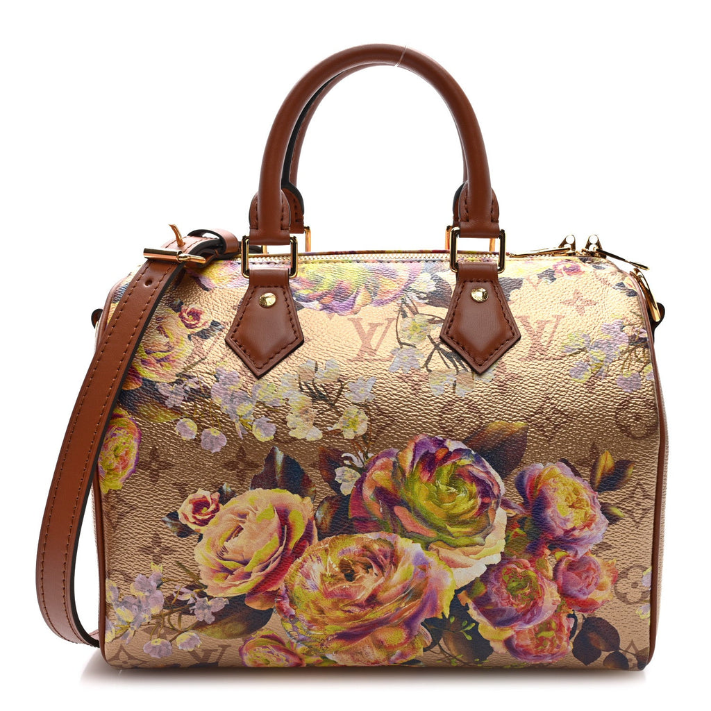 Metallic Monogram LV Garden Speedy Bandouliere 25 Gold