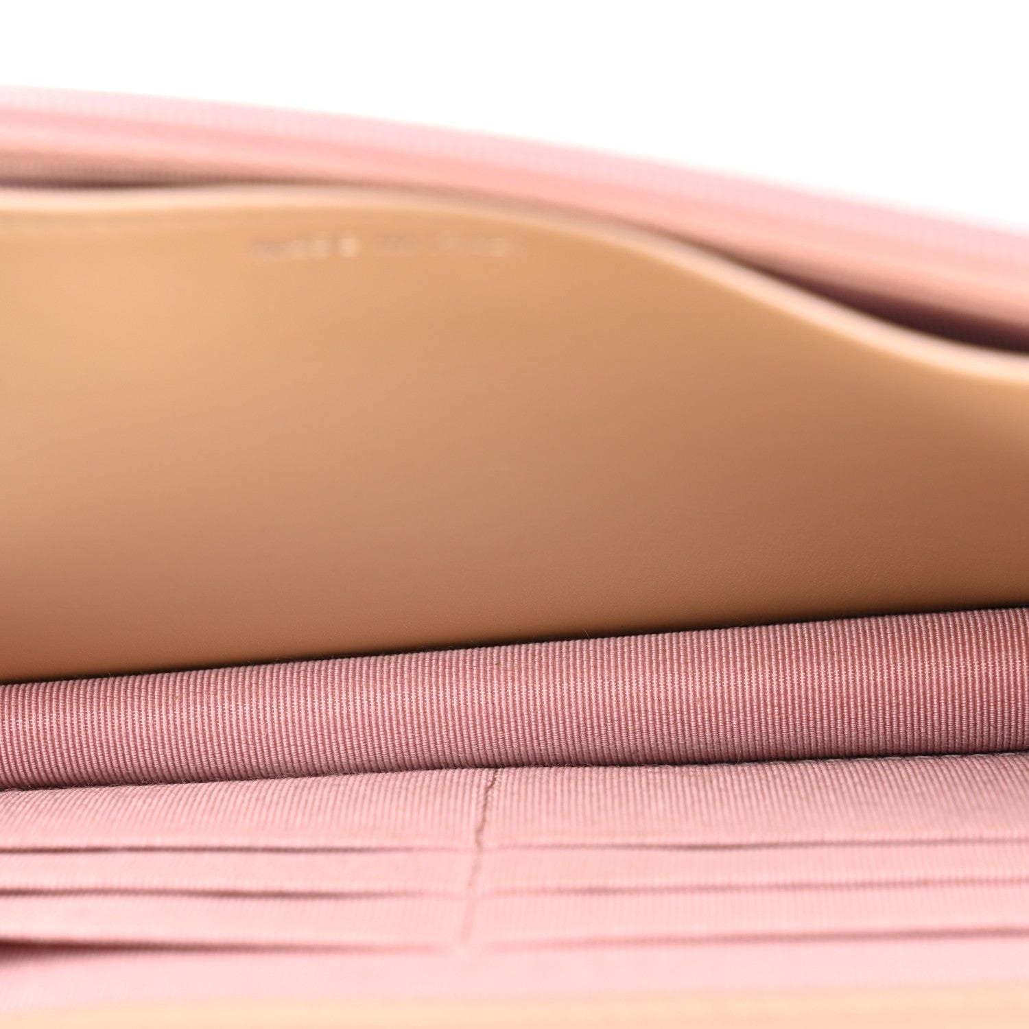 Iridescent Calfskin Quilted Wallet On Chain WOC Pink