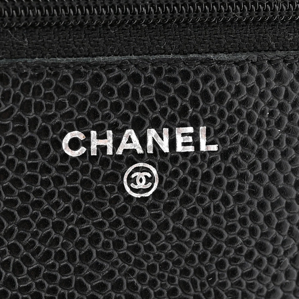 Caviar Quilted Wallet on Chain WOC Black