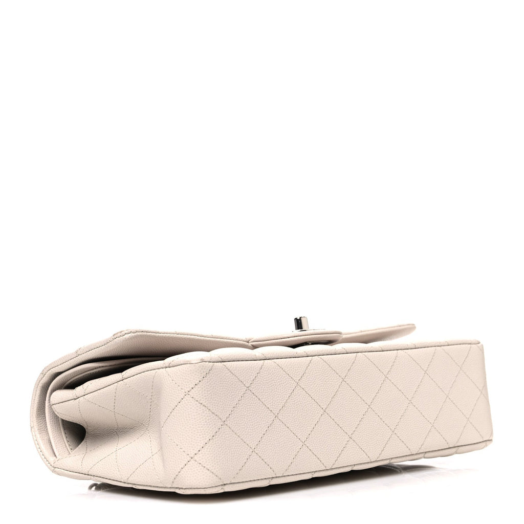 Caviar Quilted Medium Double Flap Ivory