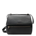 Textured Calfskin Medium Pandora Box Crossbody Bag Black