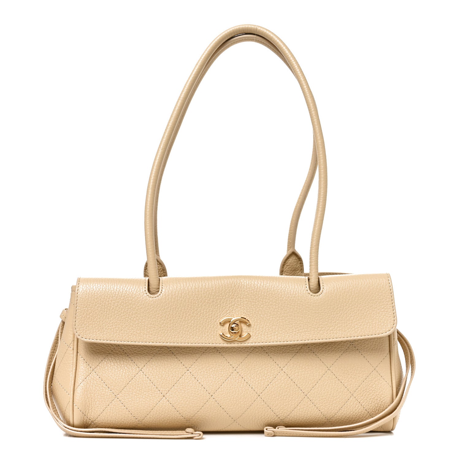 Grained Calfskin Stitched Urban Essentials Small Shopping Bag Beige