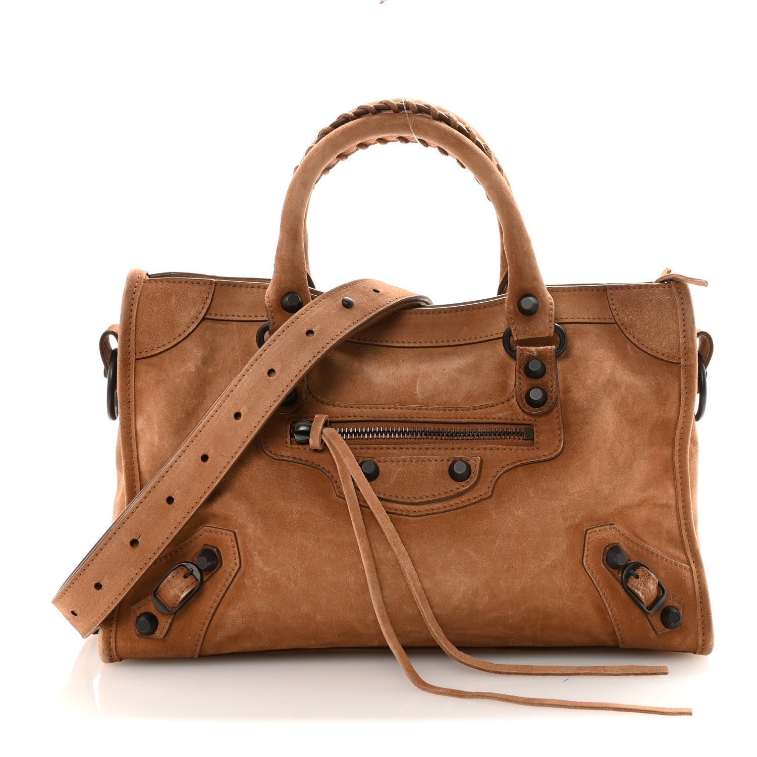 Waxed Suede Calfskin Classic Hardware Small Le City Camel