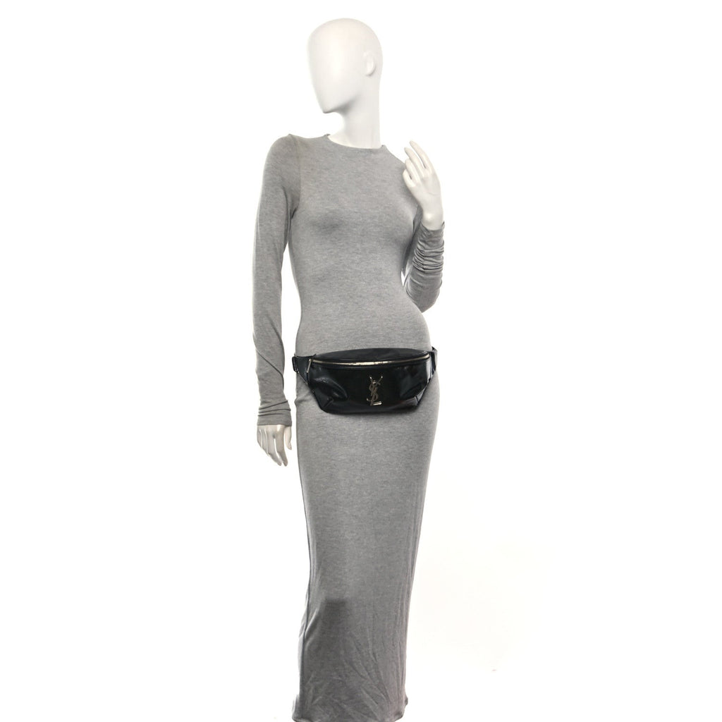 Lizard Embossed Calfskin Belt Bag Black