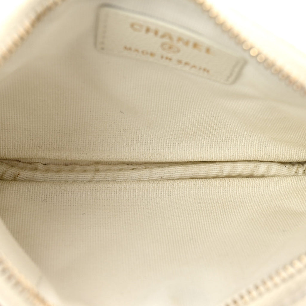 Caviar Quilted Small Pouch White