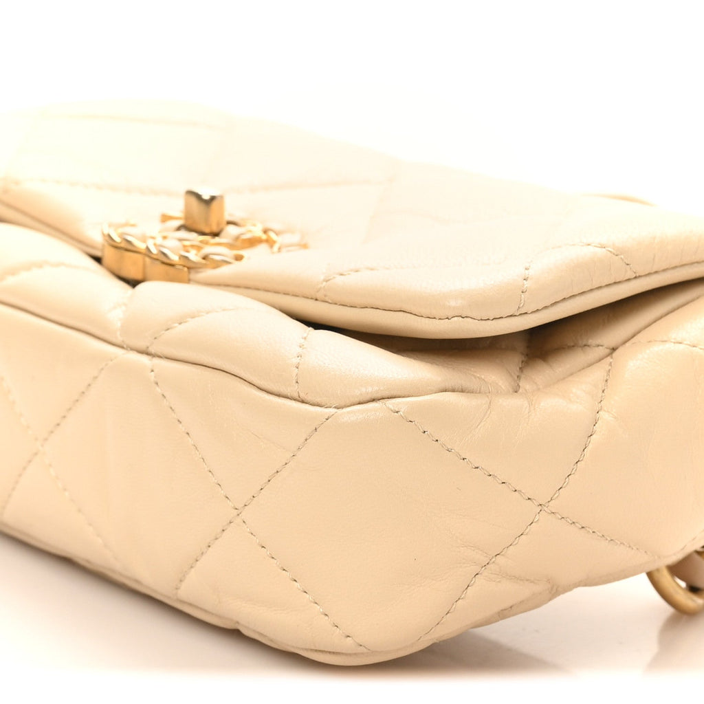 Goatskin Quilted 19 Waist Bag Light Beige