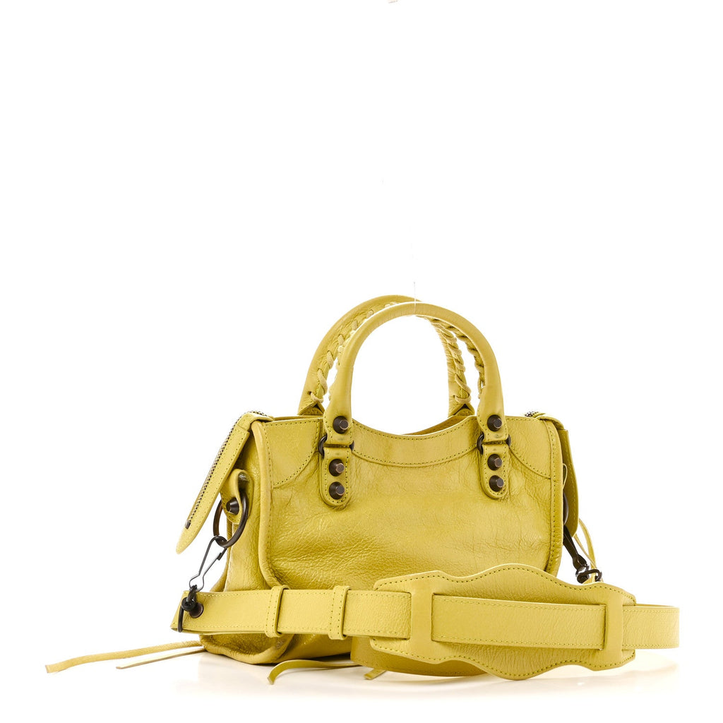 Agneau Classic Silver Hardware Mini City Jaune Poussin