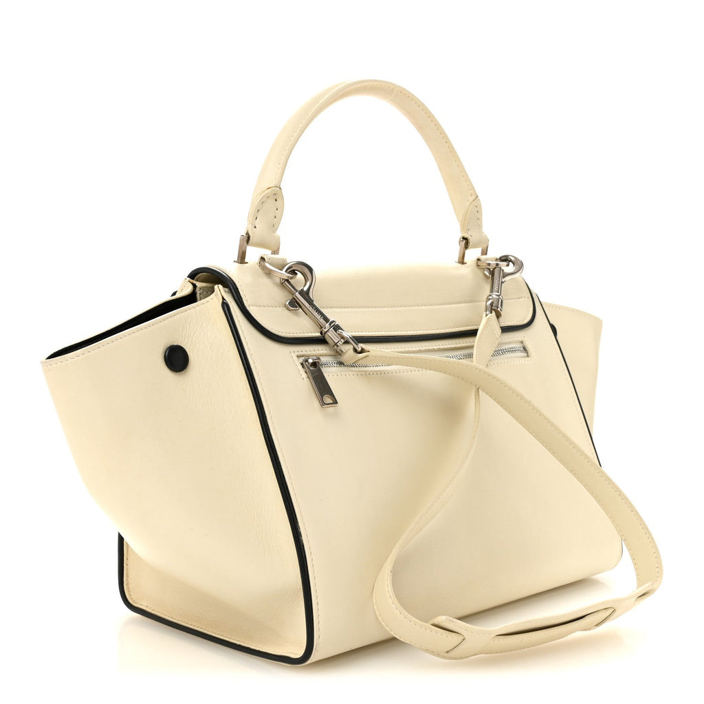 Smooth Calfskin Small Trapeze White Black