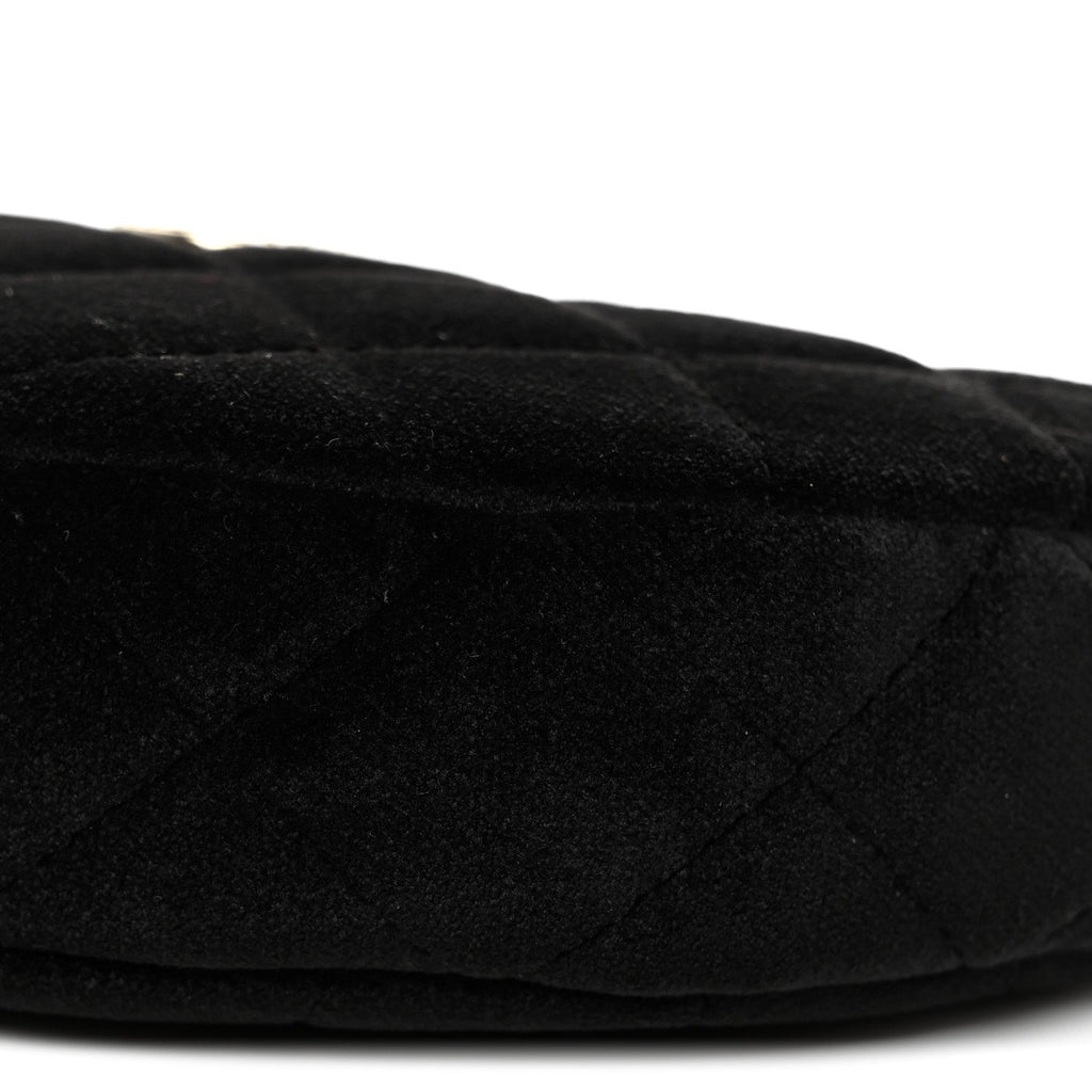 Velvet Crystal Quilted Chain Hobo Black