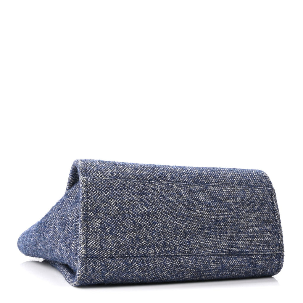 Mixed Fibers Calfskin Medium Deauville Tote Blue