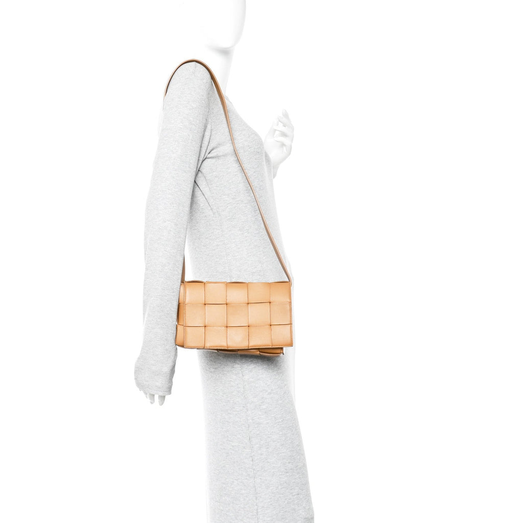 Lambskin Maxi Intrecciato Cassette Crossbody Bag Caramel