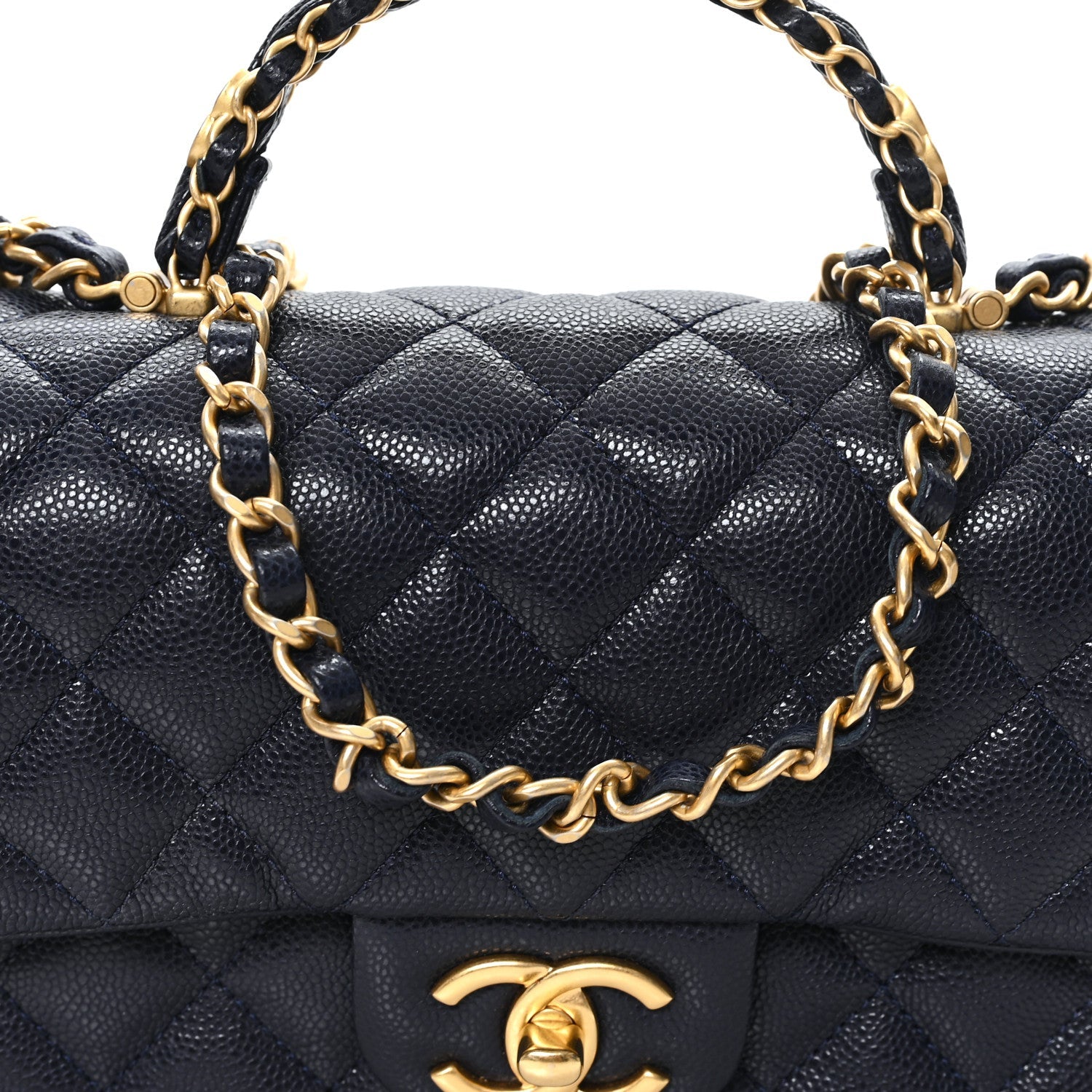 Caviar Quilted Small Handy CC Flap Navy