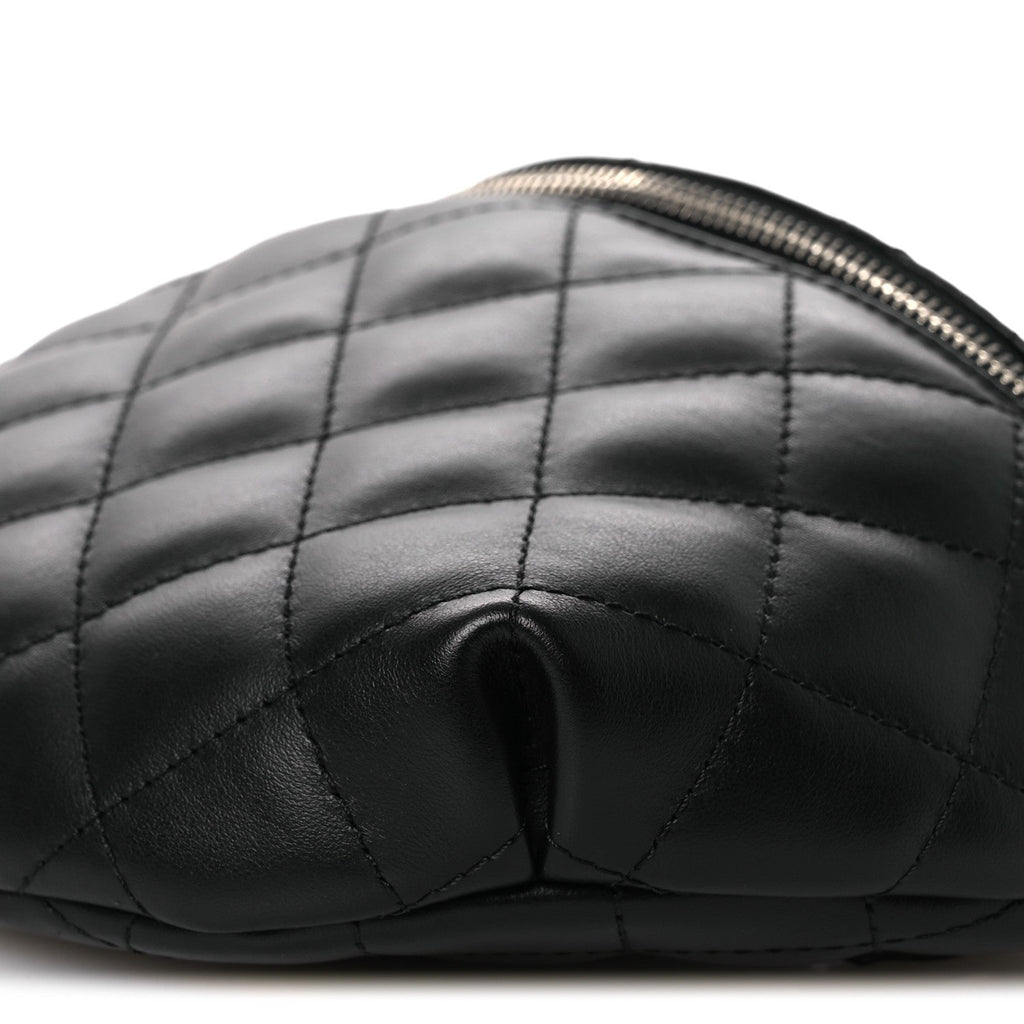 Calfskin Quilted Waist Belt Bag Black