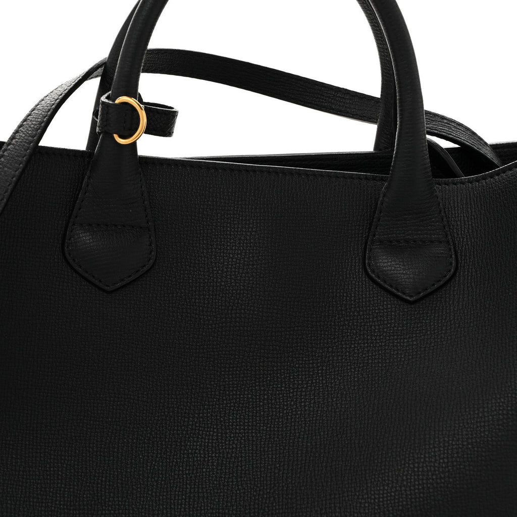 Grainy Calfskin House Check Large Banner Tote Black
